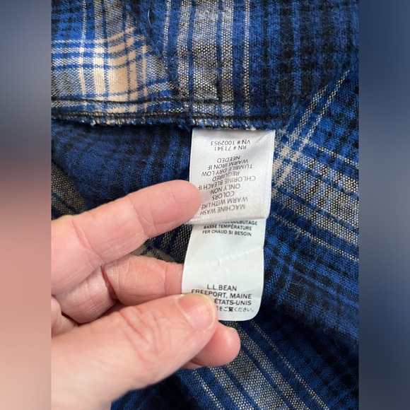 L.L Bean Women’s Archive Flannel Signature Top Womens Medium Blue Plaid Chamois - Picture 13 of 14